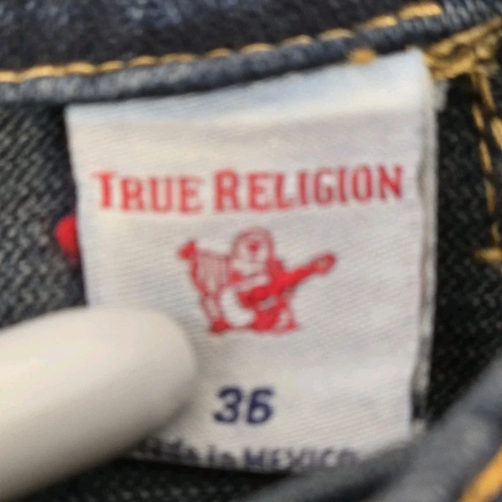 True Religion Mens Ricky Relaxed Straight Leg Jeans Size 36 Flap Pocket Denim